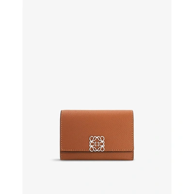 Shop Loewe Anagram Grained-leather Accordion Cardholder In Tan