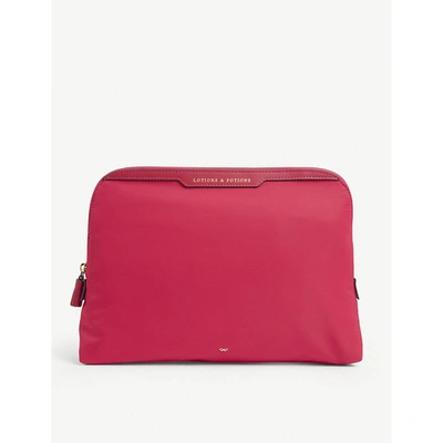 Shop Anya Hindmarch Lotions And Potions Recycled-nylon Washbag In Hot Pink