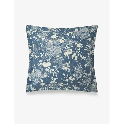 Shop Ralph Lauren Cottage Cotton-percale Pillowcase 65cm X 65cm In Blue