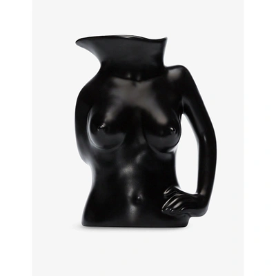 Shop Anissa Kermiche Jugs Ceramic Jug 28cm In Black Matte