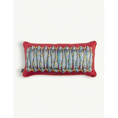 Shop Fornasetti Sardine Silk Cushion 50x25cm