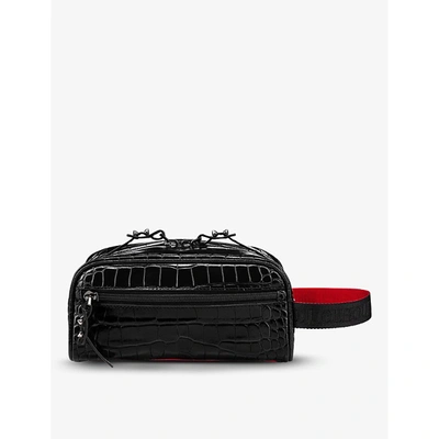 Shop Christian Louboutin Blaster Leather Washbag In Black/black