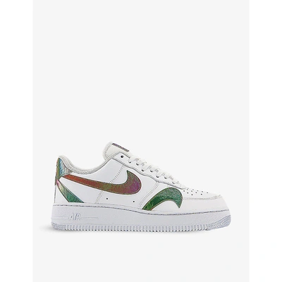 Shop Nike Air Force 1 Lv8 Leather Mid-top Trainers In White Multi Colour White
