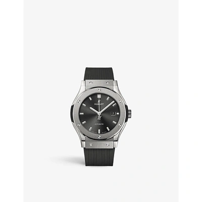 Shop Hublot Mens Grey 542.nx.1171.lr Classic Fusion Titanium And Rubber Automatic Watch
