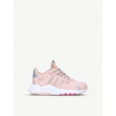 Shop Adidas Originals Nite Jogger Leather Trainers 6-9 Years In Pink