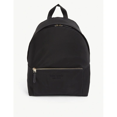 Shop Kate Spade Logo-print Woven Backpack In Black