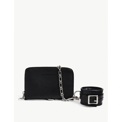 Shop Balenciaga Bondage Leather Clutch Bag In Black