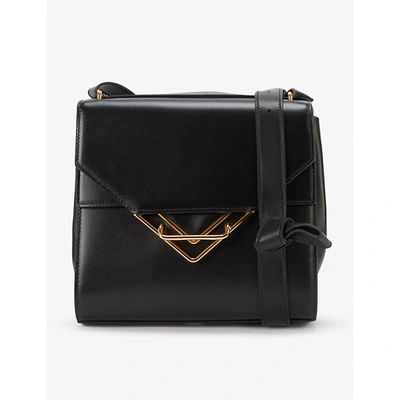 Shop Bottega Veneta Womens Black Gold The Clip Medium Leather Shoulder Bag