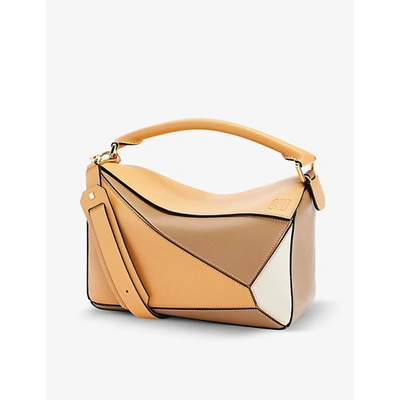 Shop Loewe Womens Warm Desert/mink Puzzle Medium Leather Shoulder Bag 1size