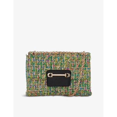 Shop Dune Brilliantly Bouclé Snaffle Shoulder Bag In Green-fabric