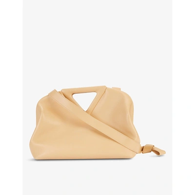 Shop Bottega Veneta Point Leather Shoulder Bag In Almond Gold