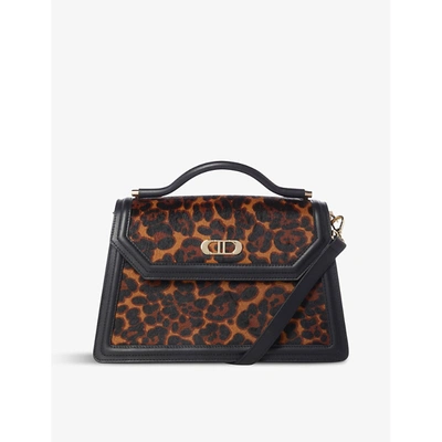 Shop Dune Dannielle Leopard-print Leather Tote Bag