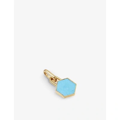 Shop Missoma Hexagonal 18ct Yellow Gold-plated Vermeil And Turquoise Clip-on Pendant