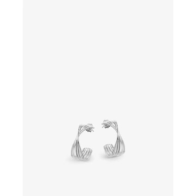 Shop Missoma Texture Wave Medium Sterling Silver-plated Hoop Earrings