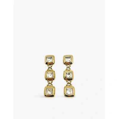 Shop Jennifer Gibson Jewellery Pre-loved Triple Tier Gold-plated And Crystal Drop Earrings