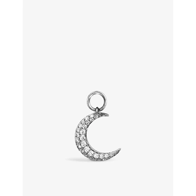 Shop Roxanne First Crescent Moon 14ct White-gold And 0.11ct Round-cut Diamond Single Earring Charm In White Gold