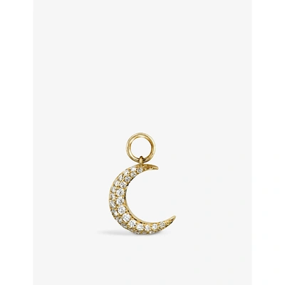 Shop Roxanne First Crescent Moon 14ct Yellow-gold And 0.11ct Round-cut Diamond Single Earring Charm In Yellow Gold
