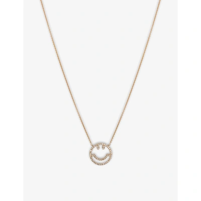 Shop Roxanne First Have A Nice Day Diamond And 14ct Rose-gold Necklace