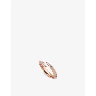 Shop Shaun Leane Womens Rose Gold Vermeil Open Rose Gold-plated Vermeil Silver And 0.12ct Diamond Ring M