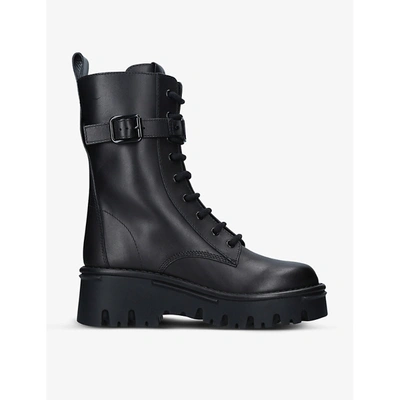Shop Valentino Campsite Vlogo Leather Combat Boots In Black