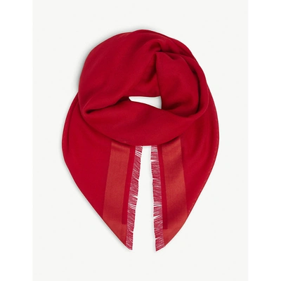 Shop Johnstons Tonal-trim Wool, Cashmere And Silk-blend Scarf
