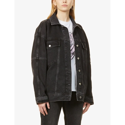 Shop Topshop Oversized Denim Jacket In Washed Black