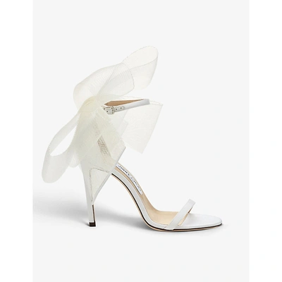 Shop Jimmy Choo Womens Latte/latte Aveline 100 Asymmetric Leather Sandals