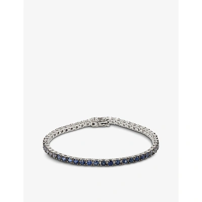 Shop Roxanne First Graduated Tennis Blue Sapphire And 14ct White-gold Bracelet