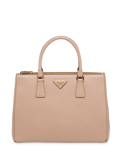 Shop Prada Large Galleria Leather Tote Bag In Neutrals