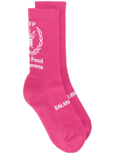 Shop Balenciaga World Food Programme Intarsia Socks In Pink