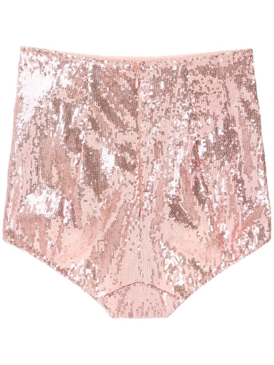 Shop Dolce & Gabbana High-waisted Sequin-embellished Briefs In Pink