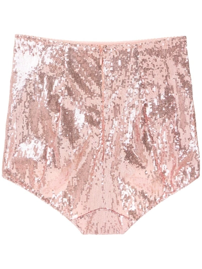 Dolce & Gabbana Sequined High-waist Briefs In Pink