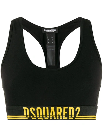 Shop Dsquared2 Neon Sports Bra In Black