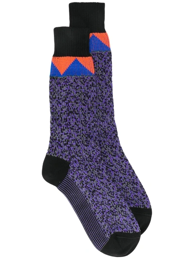 Shop Prada Intarsia Mid-calf Socks In Purple