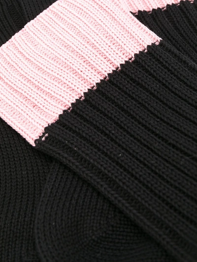 Shop Prada Two-tone Ribbed Socks In Black