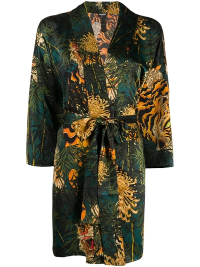 Shop Dsquared2 Tiger Print Kimono In Green
