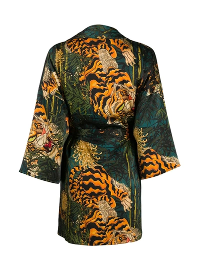 Shop Dsquared2 Tiger Print Kimono In Green