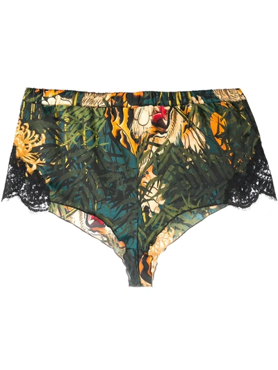 Shop Dsquared2 Tiger Print Retro Briefs In Green