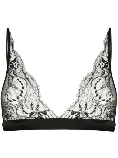 Fleur Of England Signature Boudoir Lace Soft-cup Bra In Black
