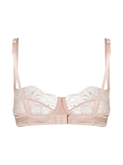 Fleur Of England Signature Lace-trimmed Silk-blend Balconette Bra In Pink