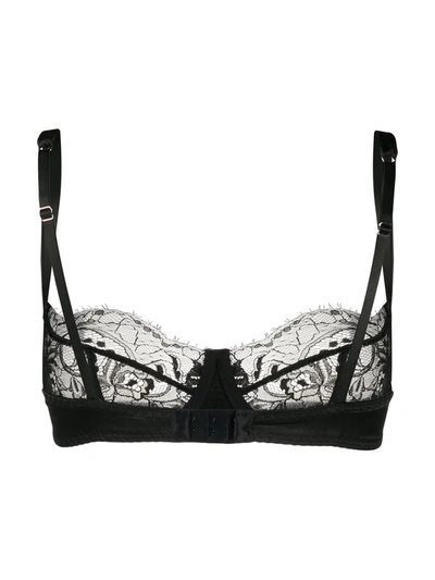 Fleur Of England Signature Black Lace Balcony Bra In Black