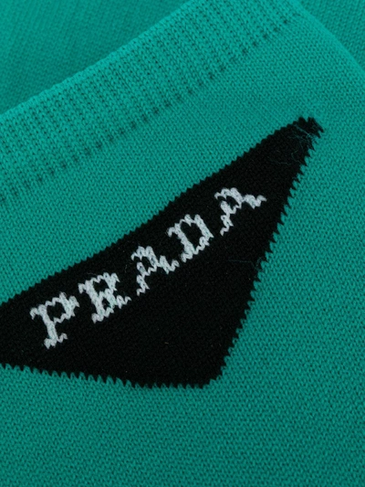 Shop Prada Logo-jacquard Ankle Socks In Green