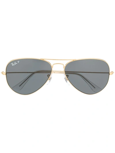 Ray Ban Aviator Frame Sunglasses In Gold