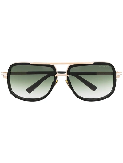 Shop Dita Eyewear Metallic Pilot Sunglasses In Black