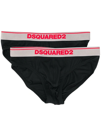 Shop Dsquared2 Logo Waist Briefs Two-pack In Black