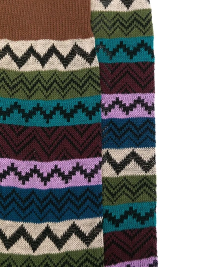 Shop Missoni Zig-zag Intarsia Knit Socks In Brown