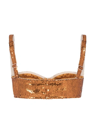 Dolce & Gabbana Sequin-embellished Balcony Bra In Orange