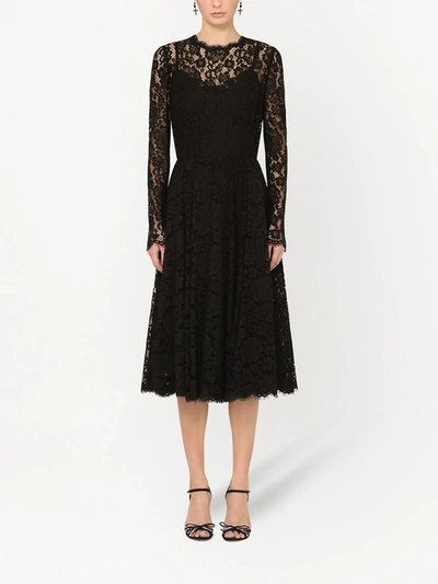 Dolce & Gabbana Lace Long-sleeved Dress In Black