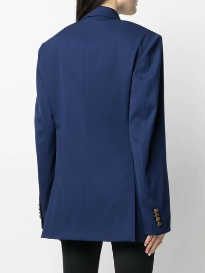 Shop Balenciaga Double-breasted Blazer In Blue