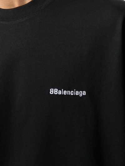 Shop Balenciaga Bb Embroidered Logo T-shirt In Black